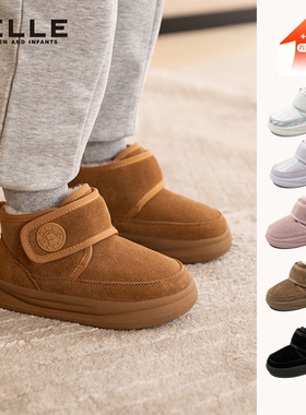 BELLE/百丽儿童鞋2025秋冬加绒保暖小童休闲运动靴子男女童雪地靴