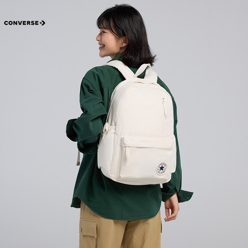 Converse匡威双肩包初高中学生书包大容量电脑包简约白色户外背包
