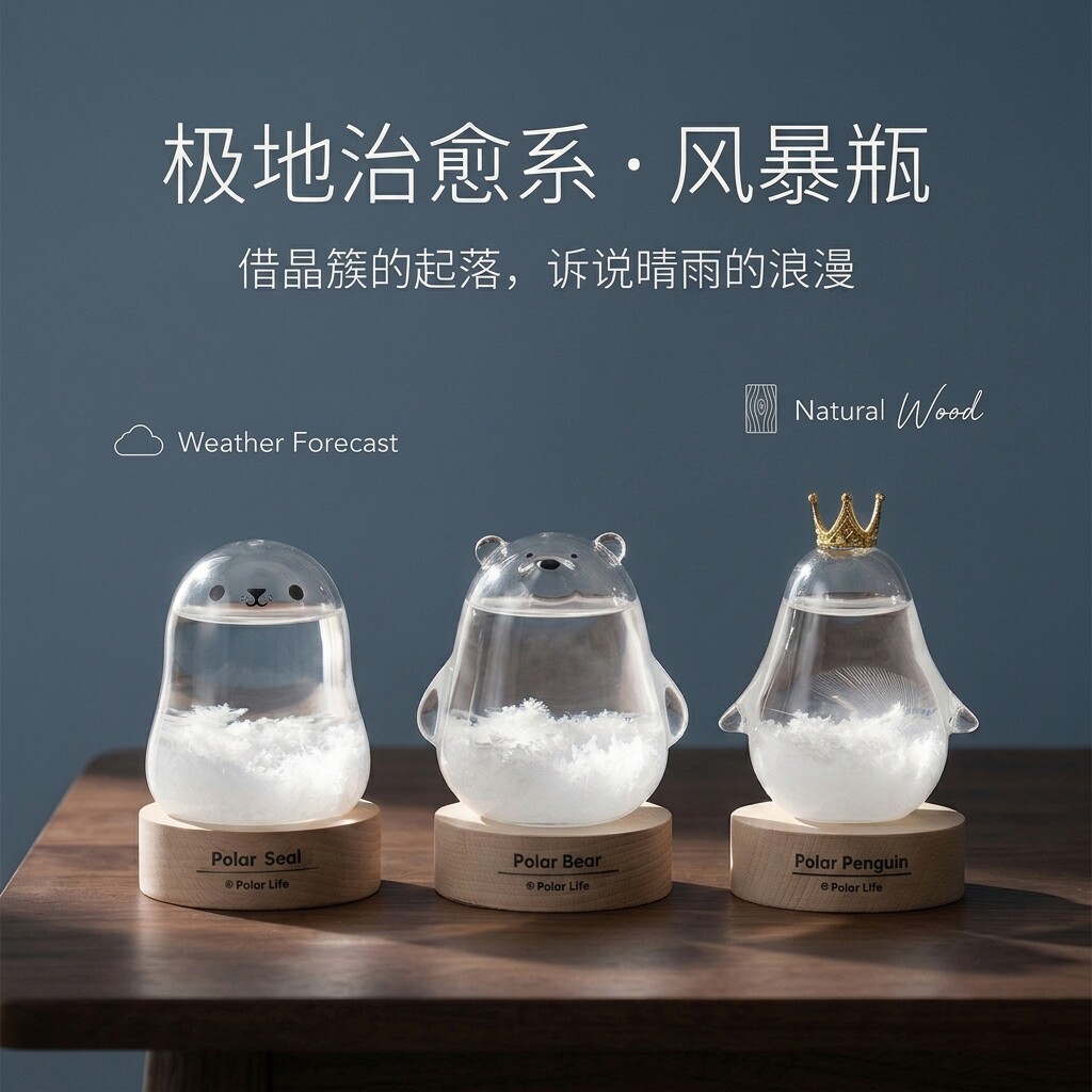 生日礼物女生男生极地动物风暴瓶天气预报瓶气象教师节礼品送老师