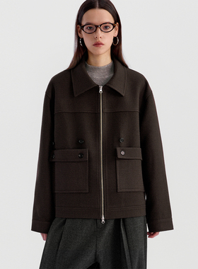 ESAT 翻口袋翻领微宽松呢子外套夹克