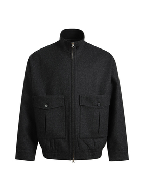 ESAT 立领大口袋羊毛呢子宽松廓形外套