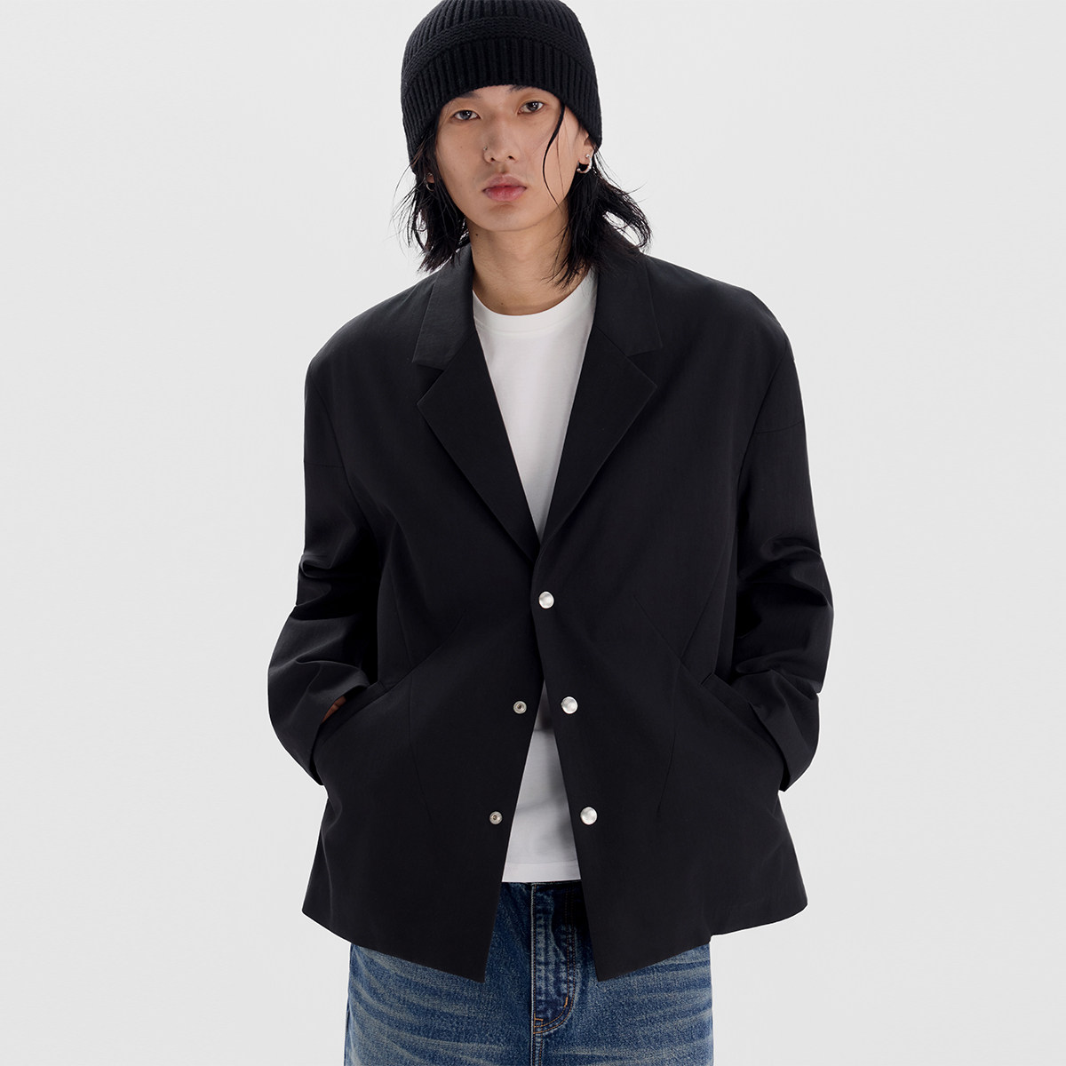 ESAT 枪驳领轻量化分割线尼龙西装外套,男装,休闲西服,淘宝优惠券,粉丝福利购,淘宝优惠卷