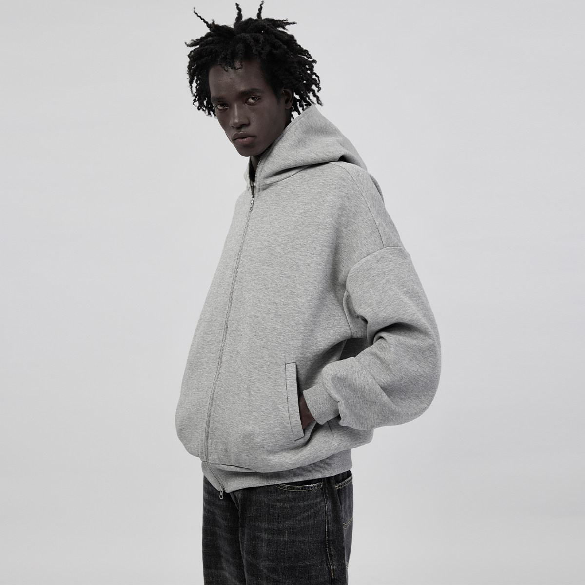 ESAT 果冻空气层连帽开衫基础黑灰卫衣