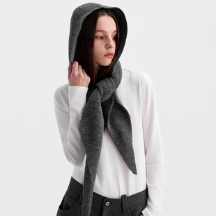 ESAT 羊毛混纺针织灰色巴拉克拉法围巾帽