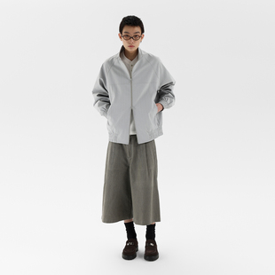 ESAT 银灰色插肩廓形分割线纹路立领休闲外套