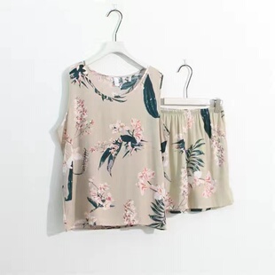 300斤中老年薄款 宽松大码 睡衣女婆婆百搭纯棉绸 妈妈背心短裤 夏季