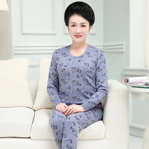 秋冬季老人保暖内衣秋衣秋裤奶奶全棉睡衣女老太太舒适透气家居服