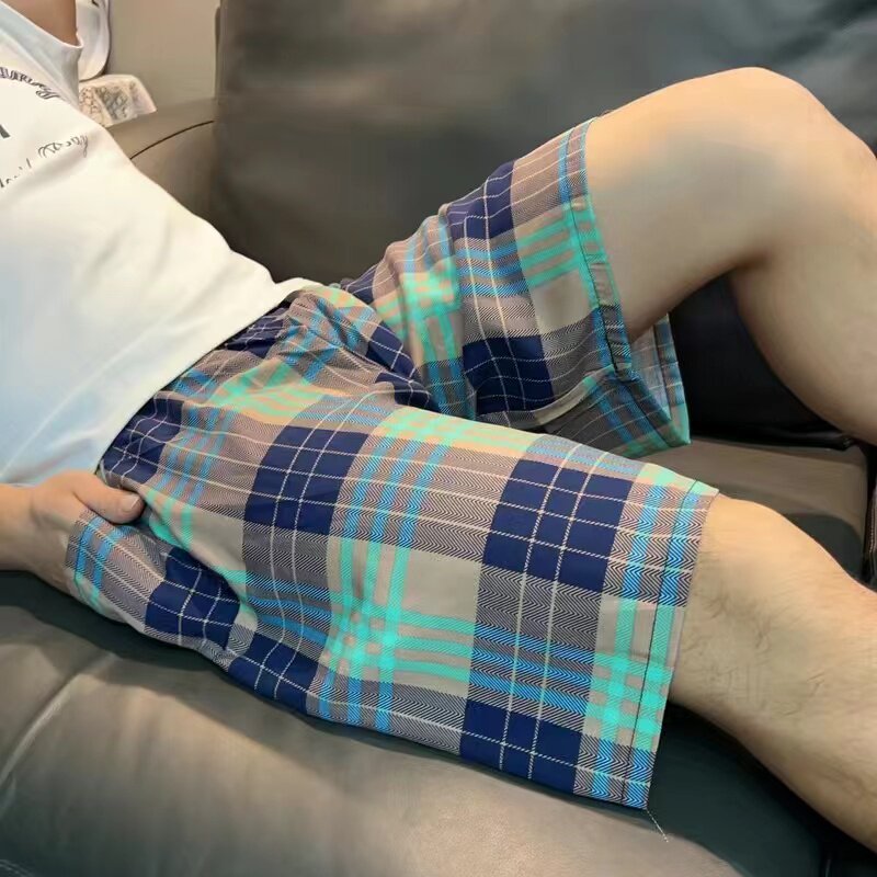 爸爸夏天阔腿睡裤纯棉绸中年男士透气五分裤特大码200斤父亲短裤