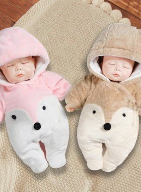 新生婴儿衣服秋冬加厚宝宝连体衣初生冬季3可爱棉衣连脚外出0-1岁