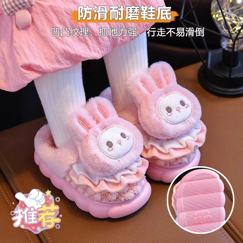 日本labu布儿童棉拖鞋2025新款女童室内家居宝宝防滑保暖包跟外穿
