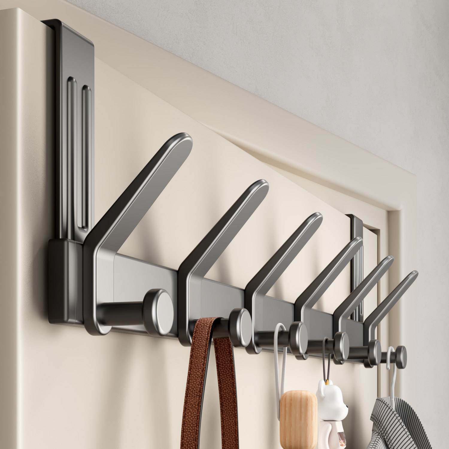 德国枪灰色门后挂衣架卧室门上免打孔无痕门背收纳置物衣服挂钩架,收纳整理,挂门置物架,淘宝优惠券,粉丝福利购,淘宝优惠卷