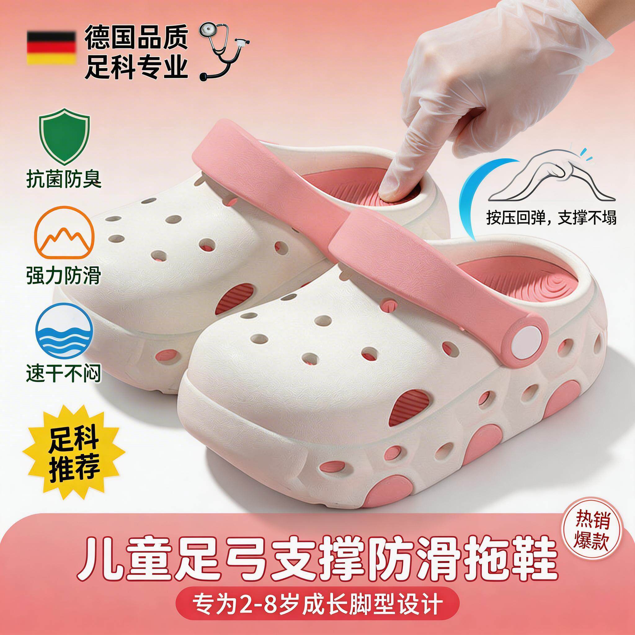 儿童洞洞鞋2026新款夏防滑防臭EVA软底男女宝宝室内外穿凉拖鞋DH