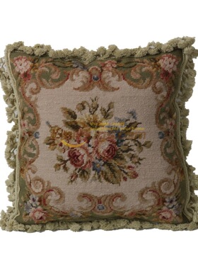 绒绣抱枕民族编织抱枕needlepoint宫廷卧室洛可可布艺针绣客厅