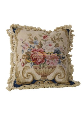 民族编织抱枕美式绒绣抱枕needlepoint维多利亚风格洛可可布艺