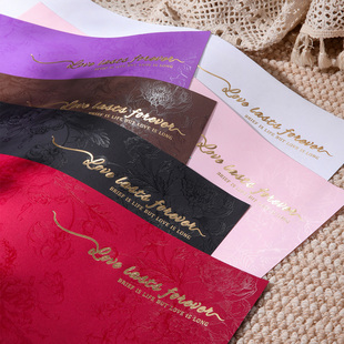 蝶绕银花硬卡纸特种纸烫金花纹包装纸哑光质感硬挺10张装多色可选