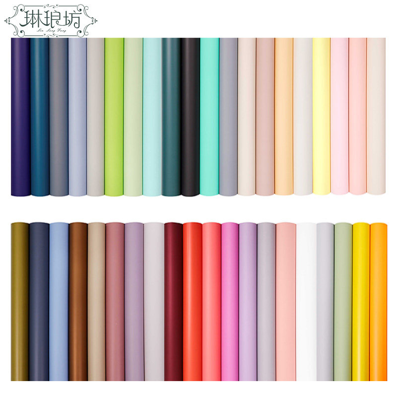 多巴胺鲜花包装马卡龙色防水加厚包装纸花束亮色纯色单色纸花艺