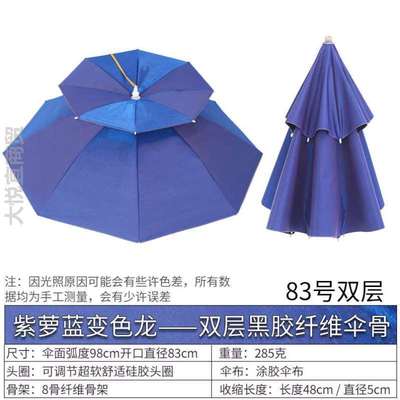 紫外线雨子头戴式遮头顶户外防晒垂钓女折叠太阳伞双层伞防帽雨伞