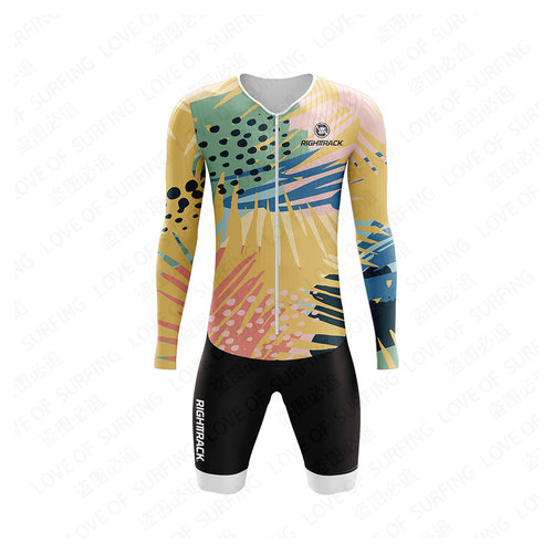 春秋夏季骑行连体衣男专业紧身衣长袖短裤户外山地车比赛服铁三服