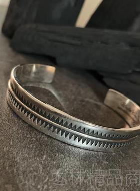 正品不同匠 原创高桥盾925纯银开口手镯第复古泰手银银锯齿印安男