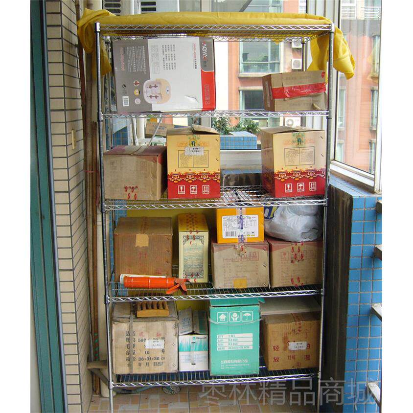 正品家用货五层架市置物架仓库收纳架整不锈钢色阳台储物架超展架