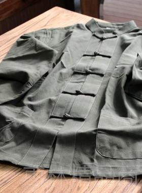 正品正宗中式民族古典雅儒锻演出纯棉粗布手工盘扣包长袖太极唐炼