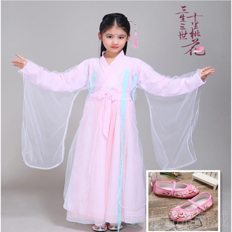 正品新品女童古三生三世十里桃花白浅ocs同款儿童演出服仙女服装