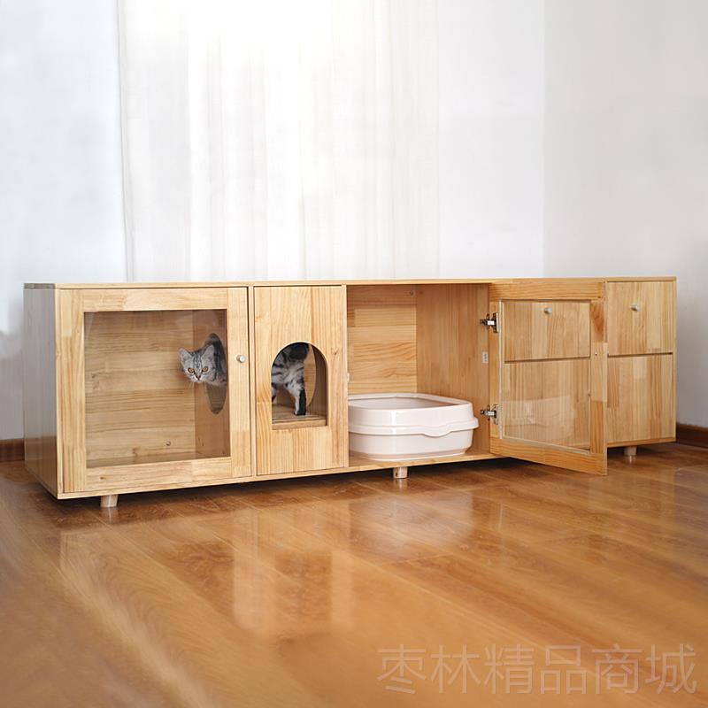 正品猫别墅猫室实笼超自由空间木大内家用保暖猫柜电视柜猫窝厕所