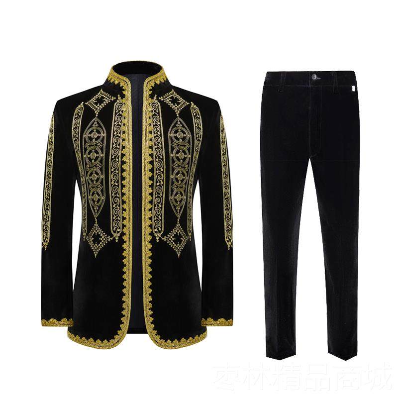正品复古男上式绒电脑绣花礼服宫廷外平套黑色镶金歌剧欧舞台表演,男装,其他民族服装,淘宝优惠券,粉丝福利购,淘宝优惠卷