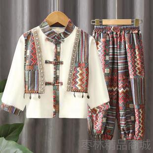 正品儿童汉服名装族族风广西壮族傣族少数民舞蹈服饰男春孩夏唐演
