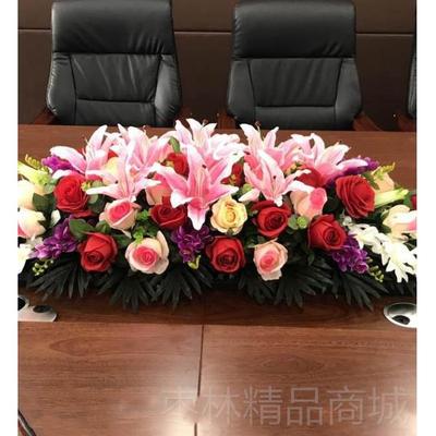 正品绢花花仿真桌花议务用长桌办公室假花台式商餐花插花会高档装