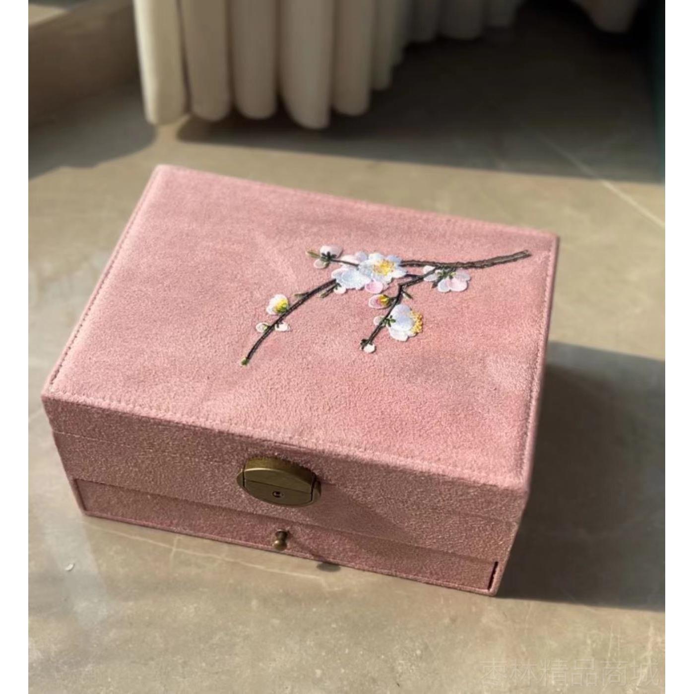 正品精致绒首饰盒古风高手饰品耳环项链收纳子国档风饰品盒盒布防