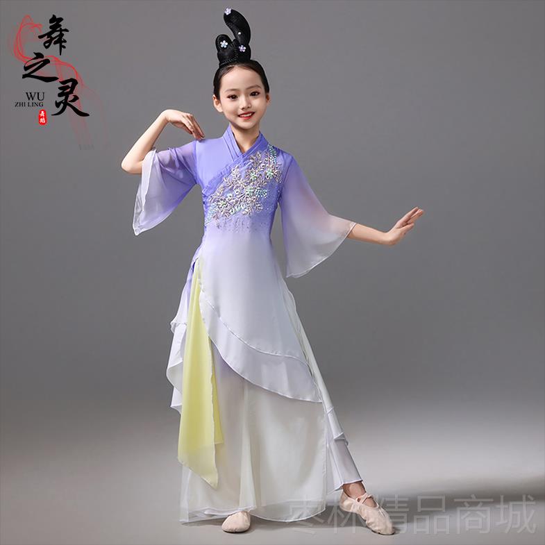 正品童古典舞演出服汉唐蹈服飘逸身舞韵纱儿衣中风国扇子舞伞舞表