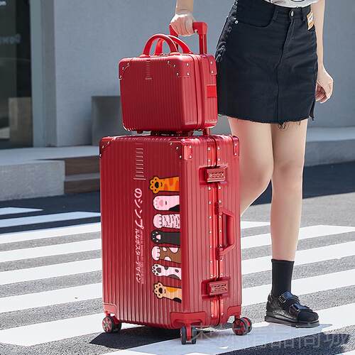 正品杆行李女日系涂20旅行箱男28拉箱24寸新款202鸦1密箱码皮箱子