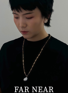 巴洛克珍珠项链FAR NEAR复古金色链条高级感锁骨链小众设计颈链女