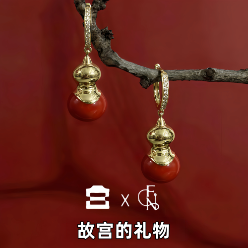 故宫礼物葫芦耳环新中式福禄凝红