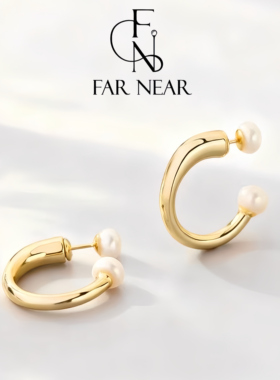 大小珠圆圈耳钉FAR NEAR高级感法式百搭 耳环胸针戒指 一饰多用途