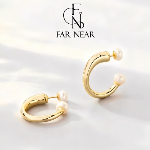 大小珠圆圈耳钉FARNEAR高级感女