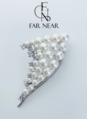 一帆风顺胸针天然淡水珍珠FAR NEAR法式气质百搭原创设计胸花别针