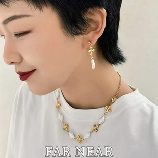 巴洛克异形珍珠项链FAR 不规则珍珠十字链轻奢小众高级感 NEAR法式