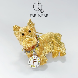 金色可爱小狗胸针FAR NEAR小动物系列胸花独家设计高级感轻奢别针