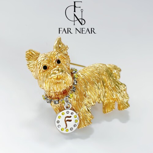 金色可爱小狗胸针FARNEAR小动物