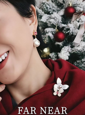 法式花朵蝴蝶磁吸胸针FAR NEAR珍珠镶钻轻奢气质西装大衣优雅配饰