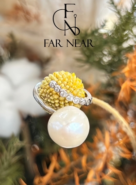 巴洛克开口戒指糖果珍珠FAR NEAR天然巴洛克s925银闪钻开口可调节