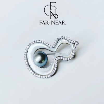 大溪地珍珠葫芦白蝶母贝胸针胸花