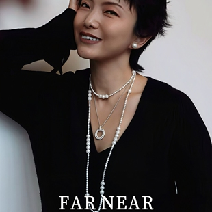 毛衣链小众设计感多圈 NEAR多层叠戴法式 天然淡水珍珠长款 项链FAR