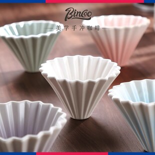bincoo折纸滤杯S号M号手冲咖啡木托V60蛋糕杯小号陶瓷过滤杯V01
