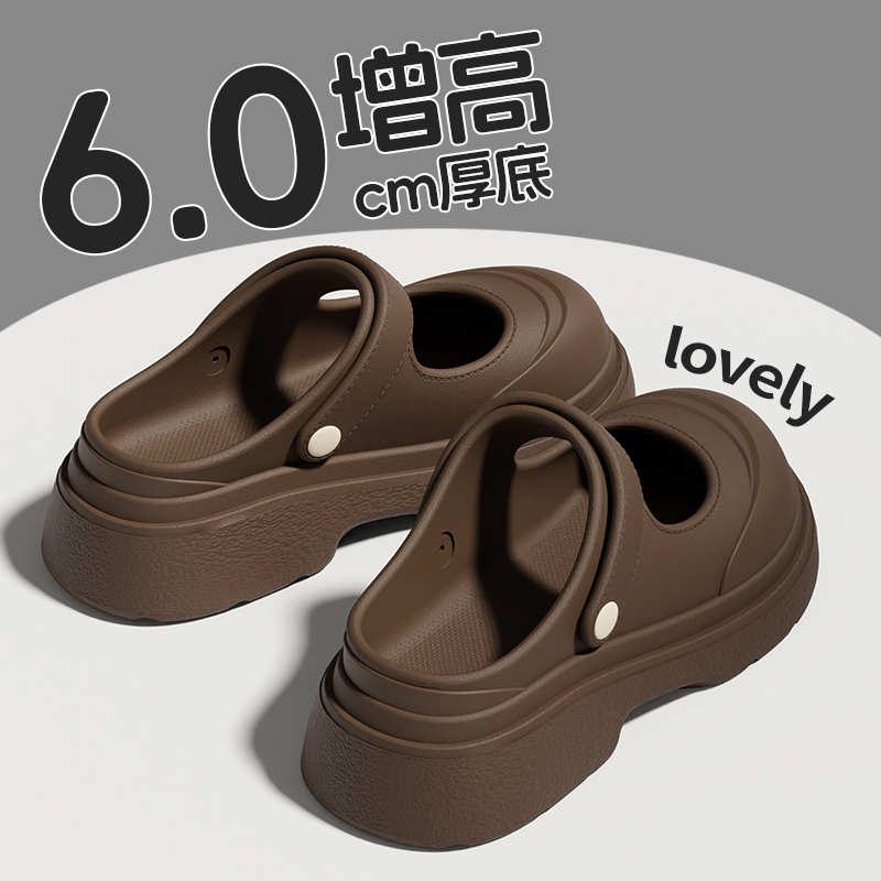 玛丽珍拖鞋女夏季2025新款厚底防滑EVA包头海边沙滩户外洞洞鞋女