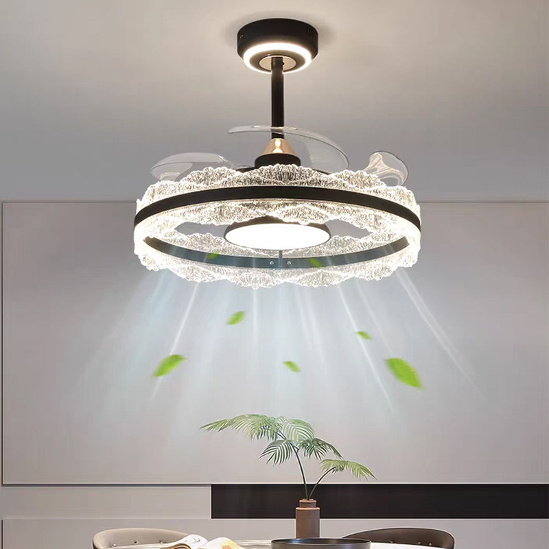 隐形客厅风扇灯吊扇灯黑色吸顶全光谱护眼2025新款客厅餐厅卧室