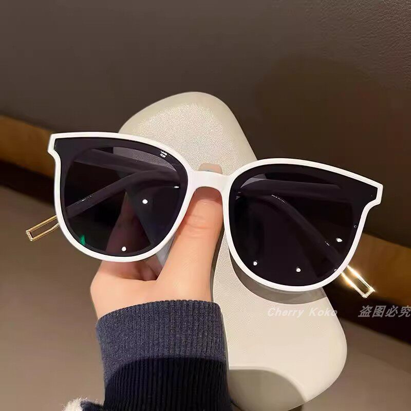 CherryKoko时尚复古白框黑片墨镜