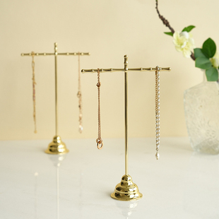 首饰展示架 全铜竹节T型耳环项链手链架饰品店铺陈列拍摄道具摆件